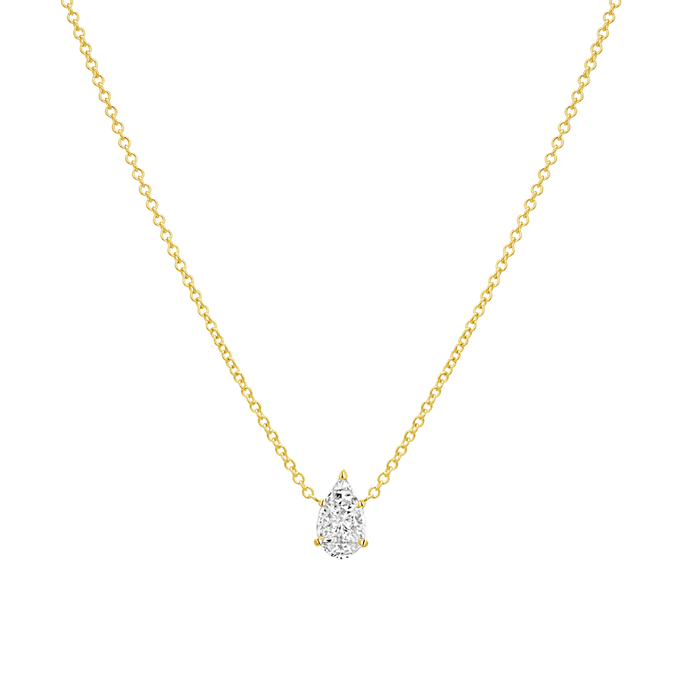 14K Gold Pear Shape Illusion Set Diamond Necklace – Baby Gold