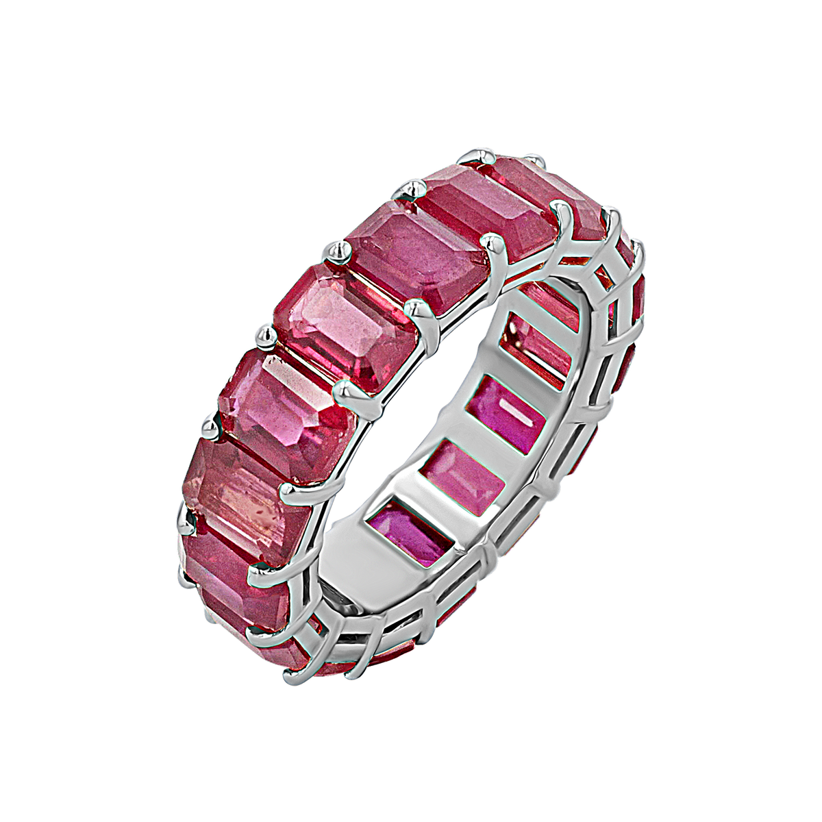 Emerald cut 2025 ruby eternity band