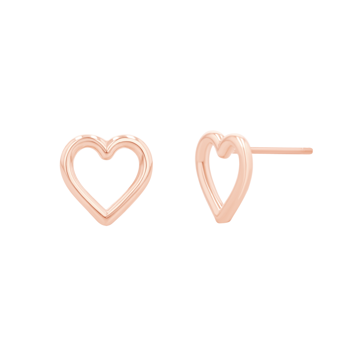 14K Gold Open Heart Stud Earrings Baby Gold