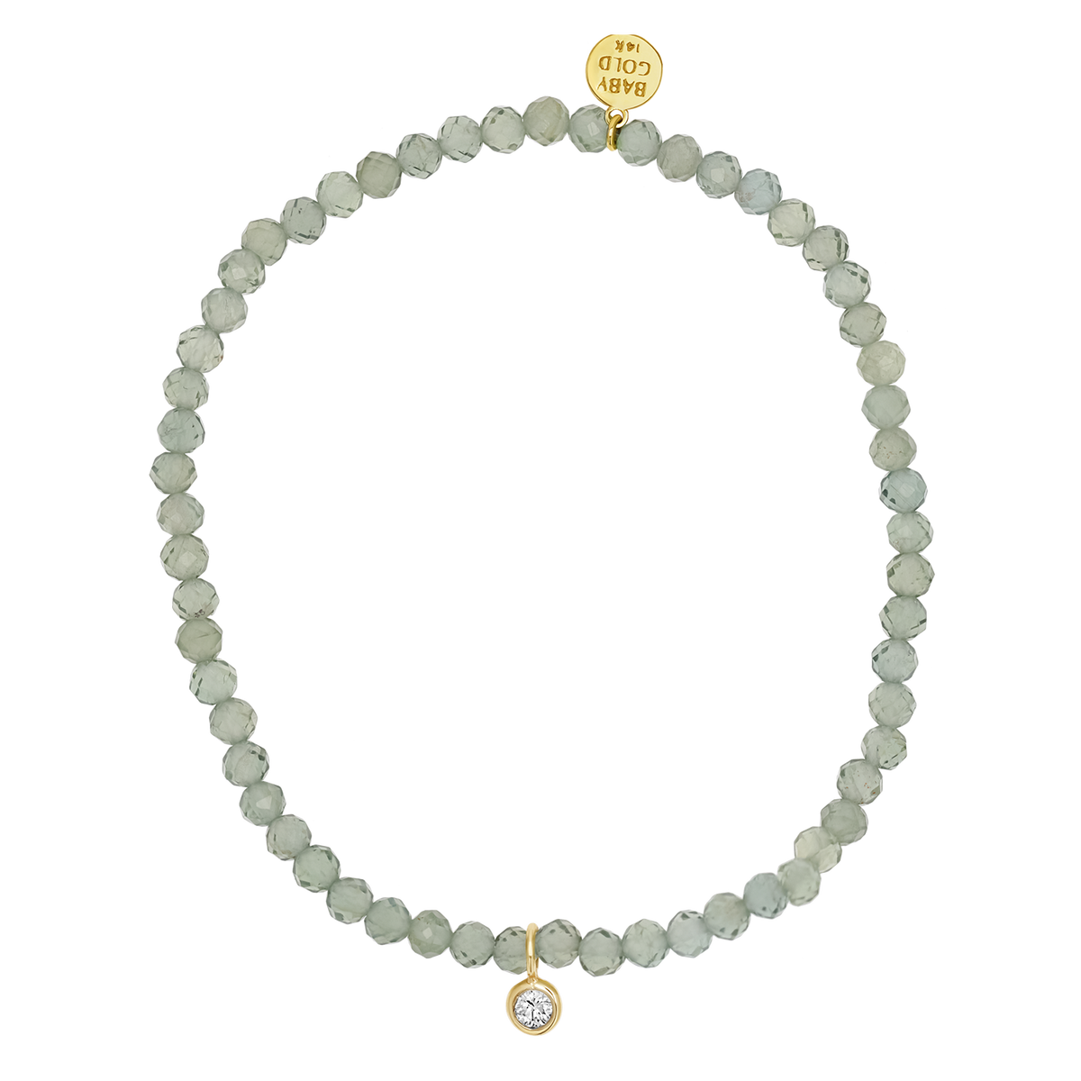 14K Gold Green Gemstone & Custom Charm Bracelet Baby Gold