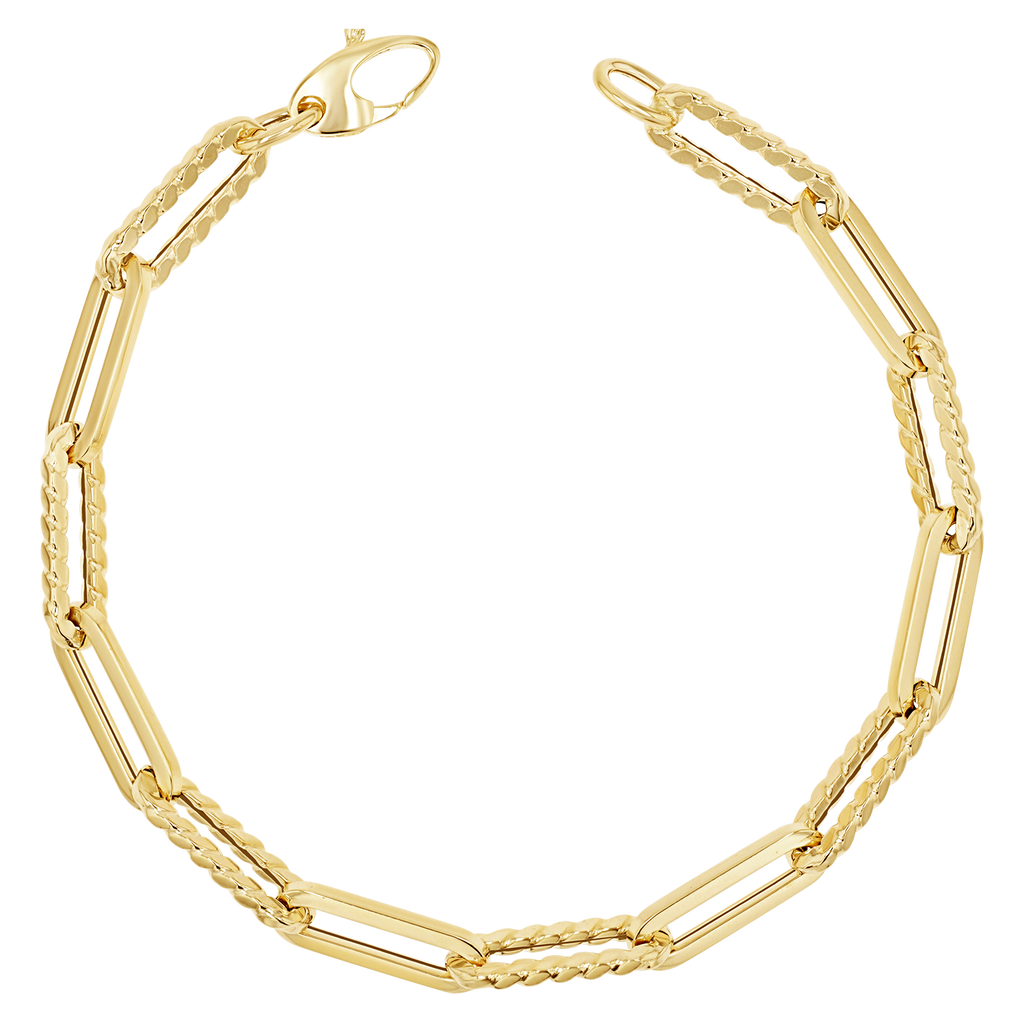 14K Twist Link Paper Clip Chain Bracelet