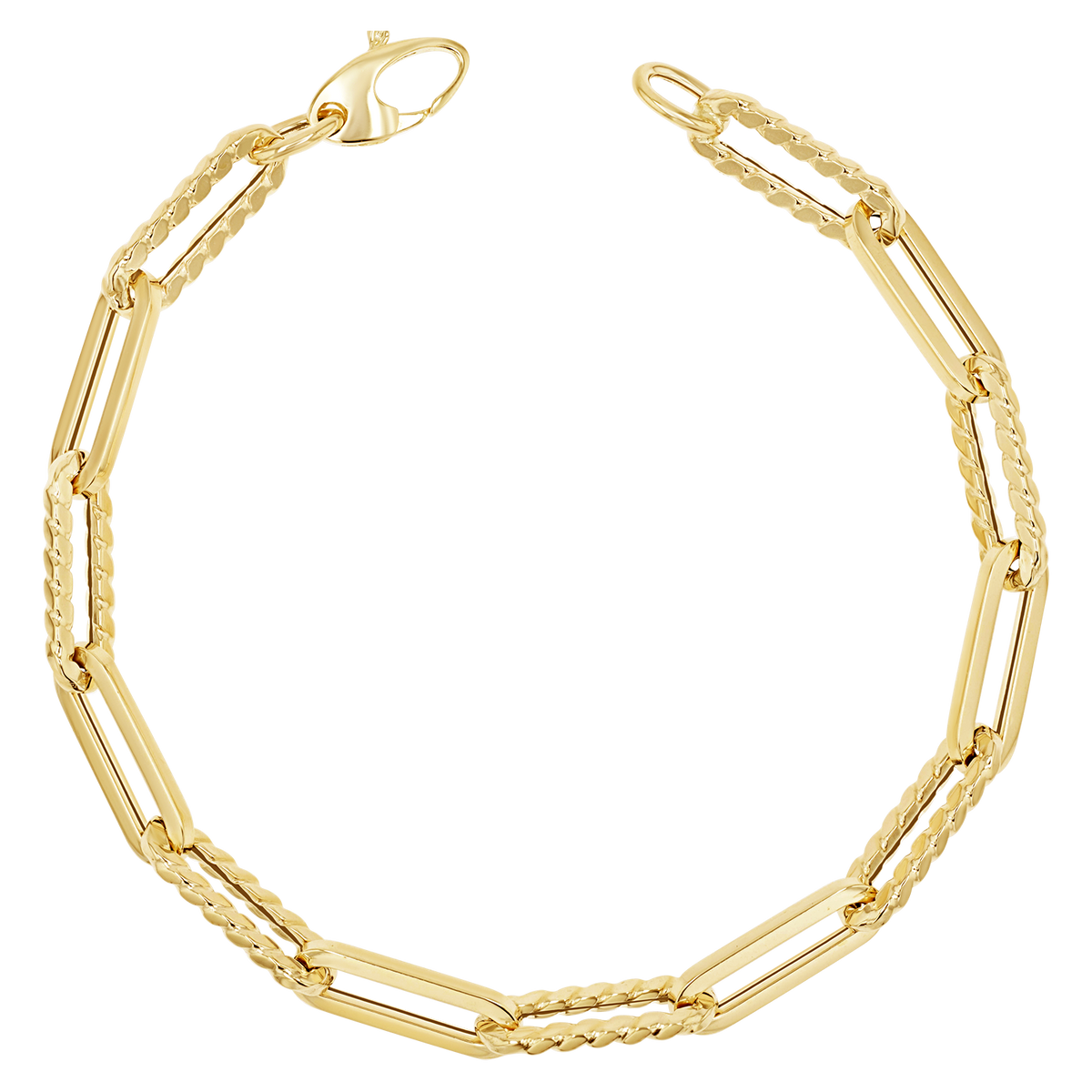 14K Gold Twist Link Paper Clip Chain Bracelet Baby Gold