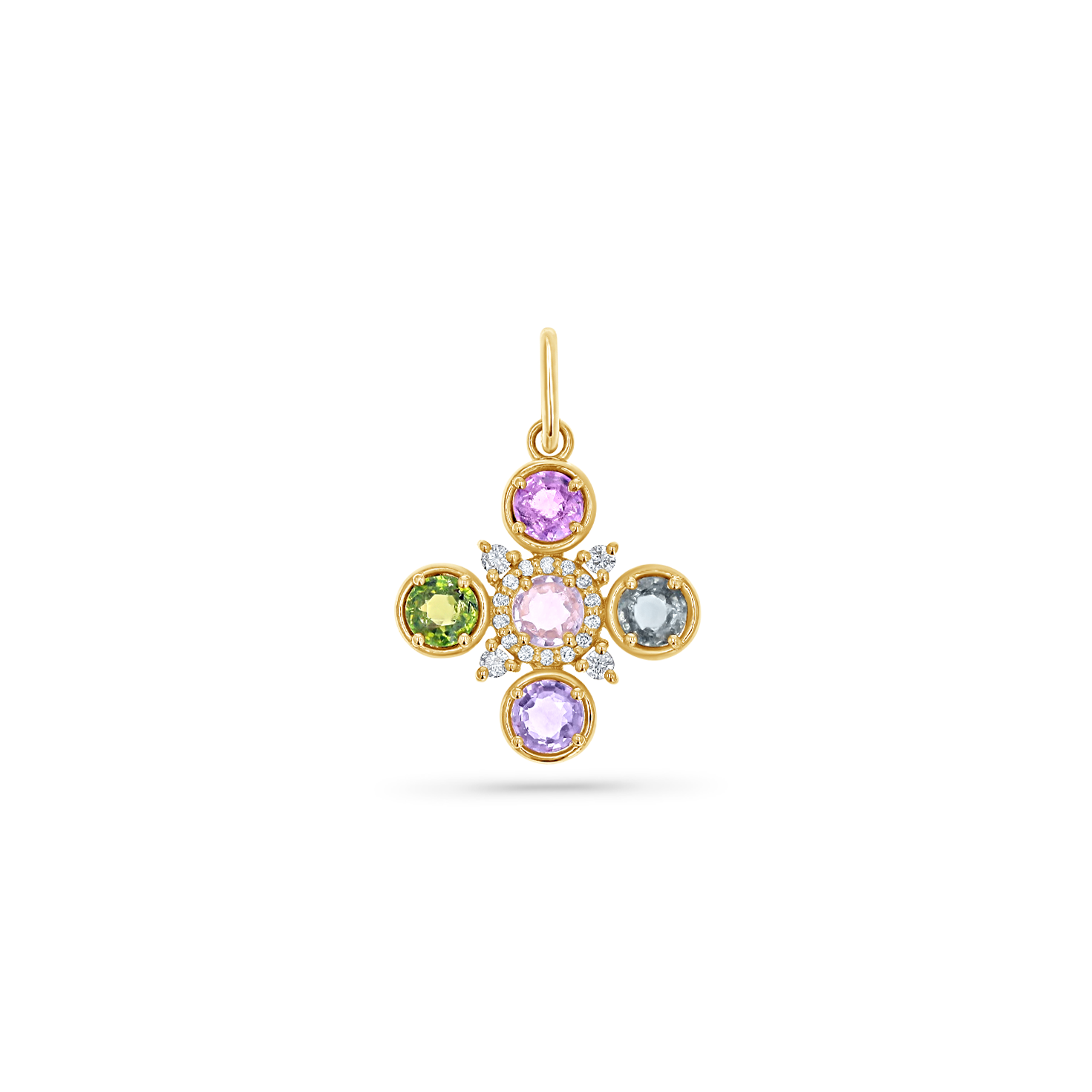 14K Gold Sapphire and Diamond Fleur Cross Pendant – Baby Gold