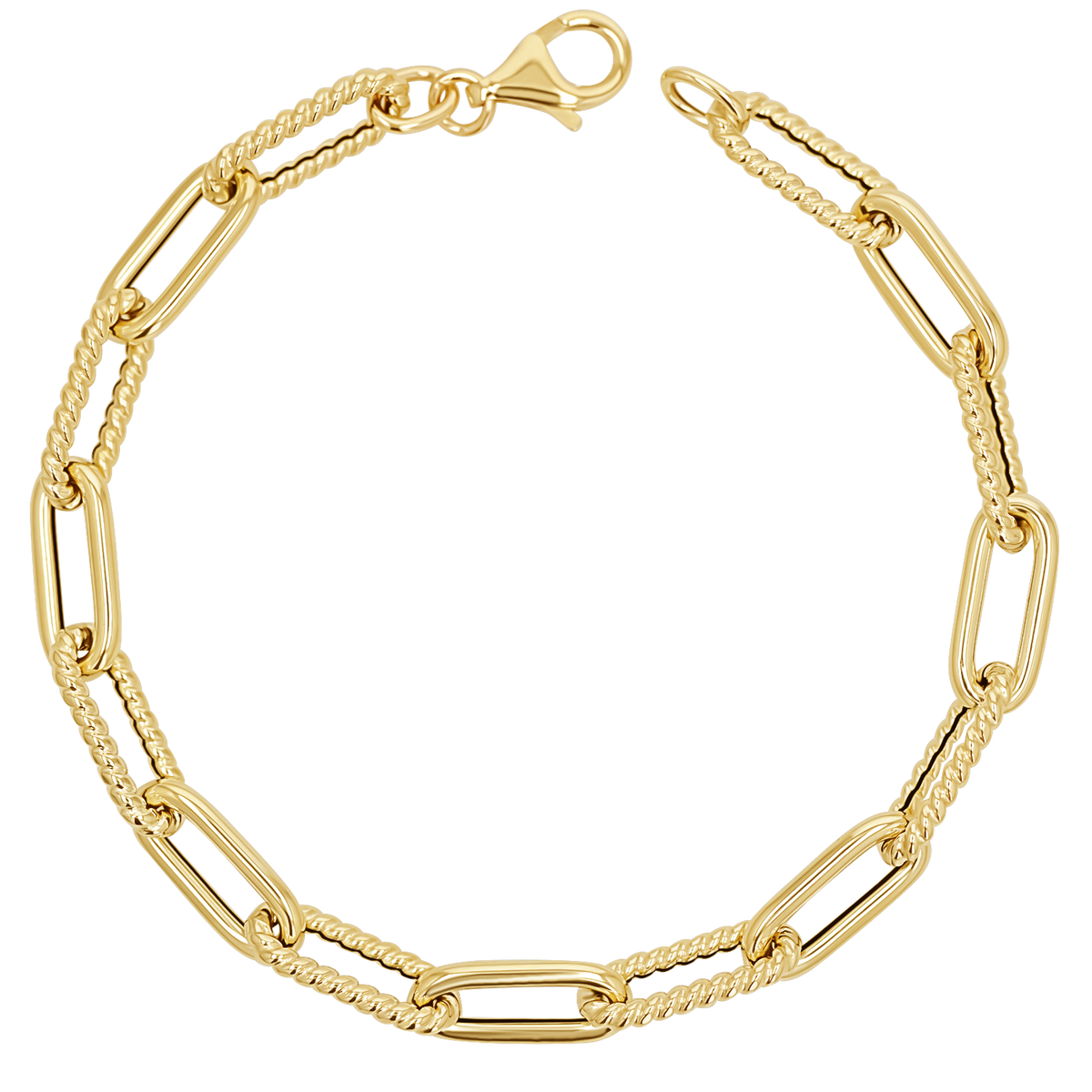 14K Oval Link Twist Chain Bracelet Baby Gold