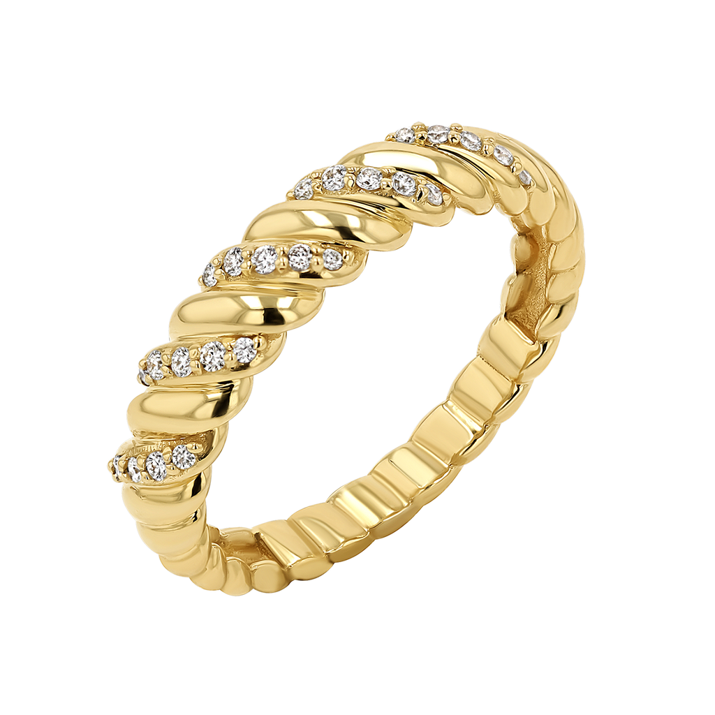 Wide Diamond Twist Ring