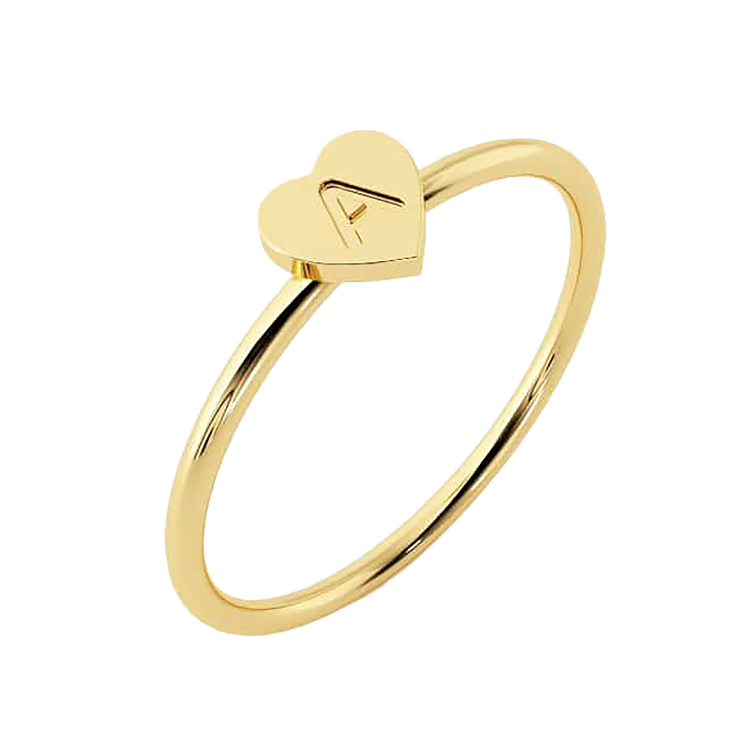 14K Gold Petit Initial Heart Ring – Baby Gold