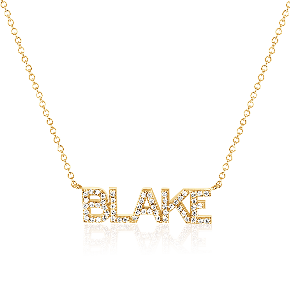 Diamond Custom Name Necklace Baby Gold