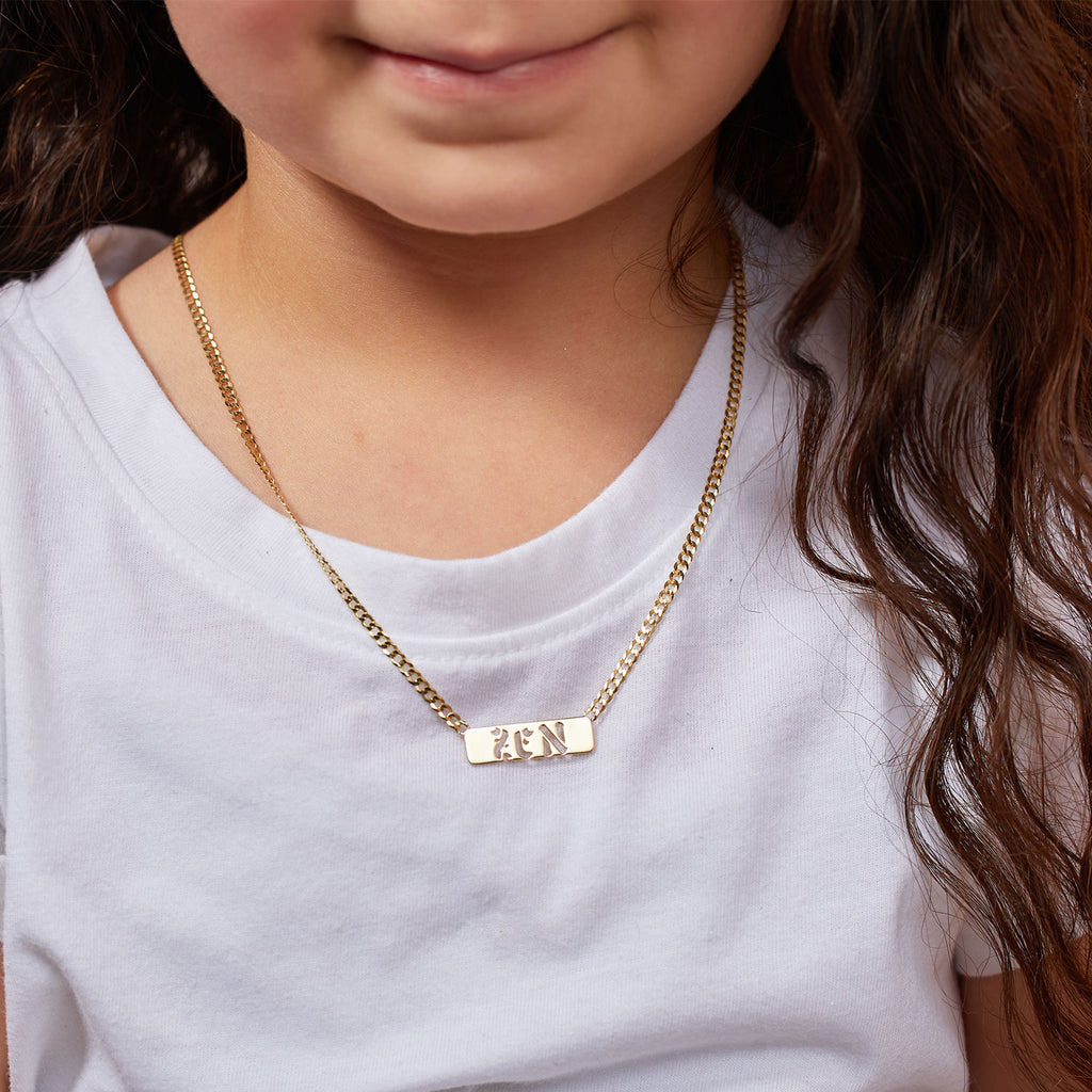Kids Cuban Link Custom Nameplate Necklace
