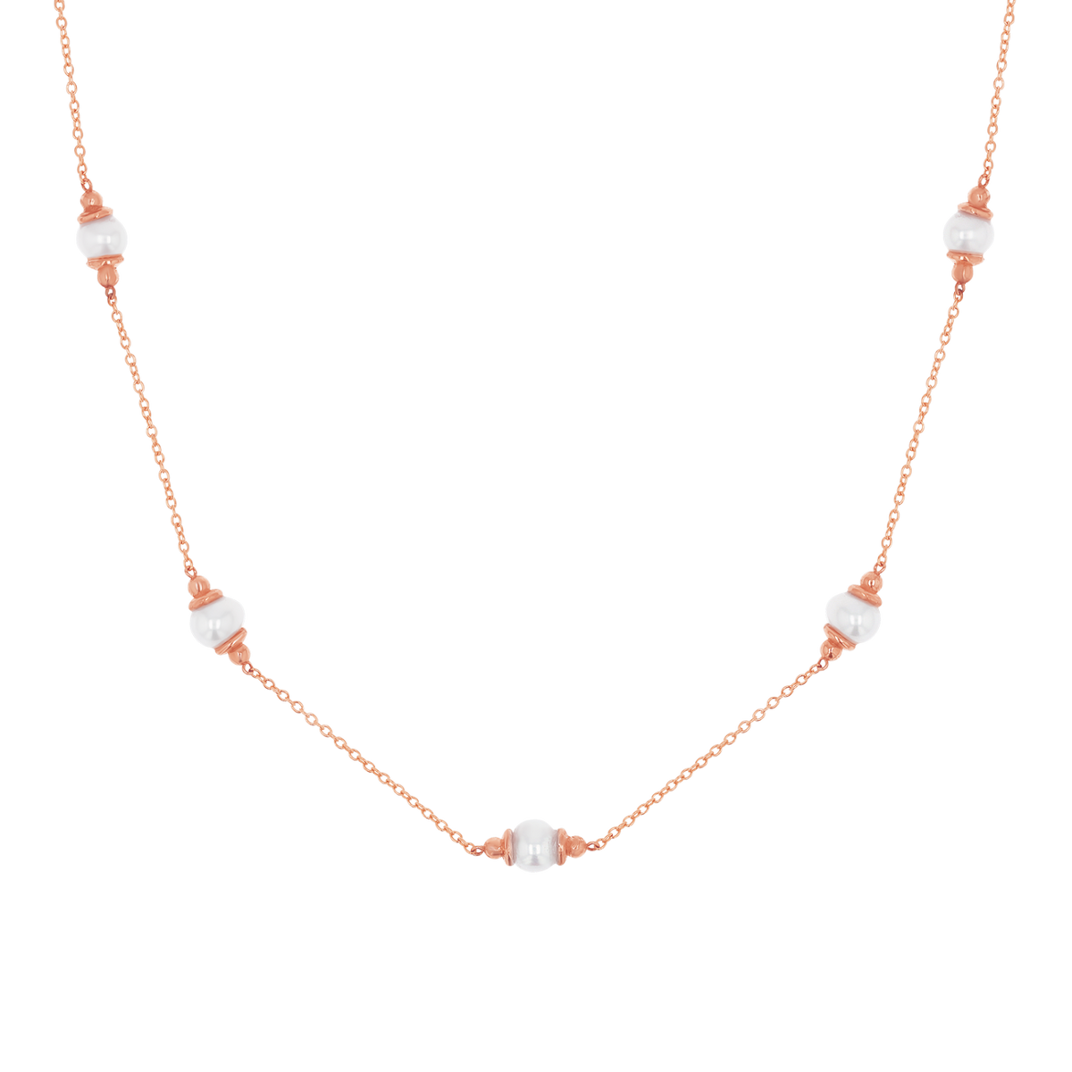 Blush and White Pearl Connector Necklace 14K Yellow Gold / 16 Inches by Baby Gold - Shop Custom Gold Jewelry