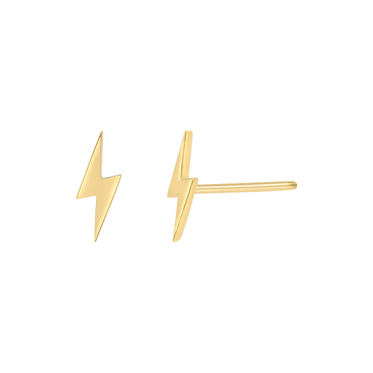 14K Gold Lightning Bolt Stud Earrings Baby Gold