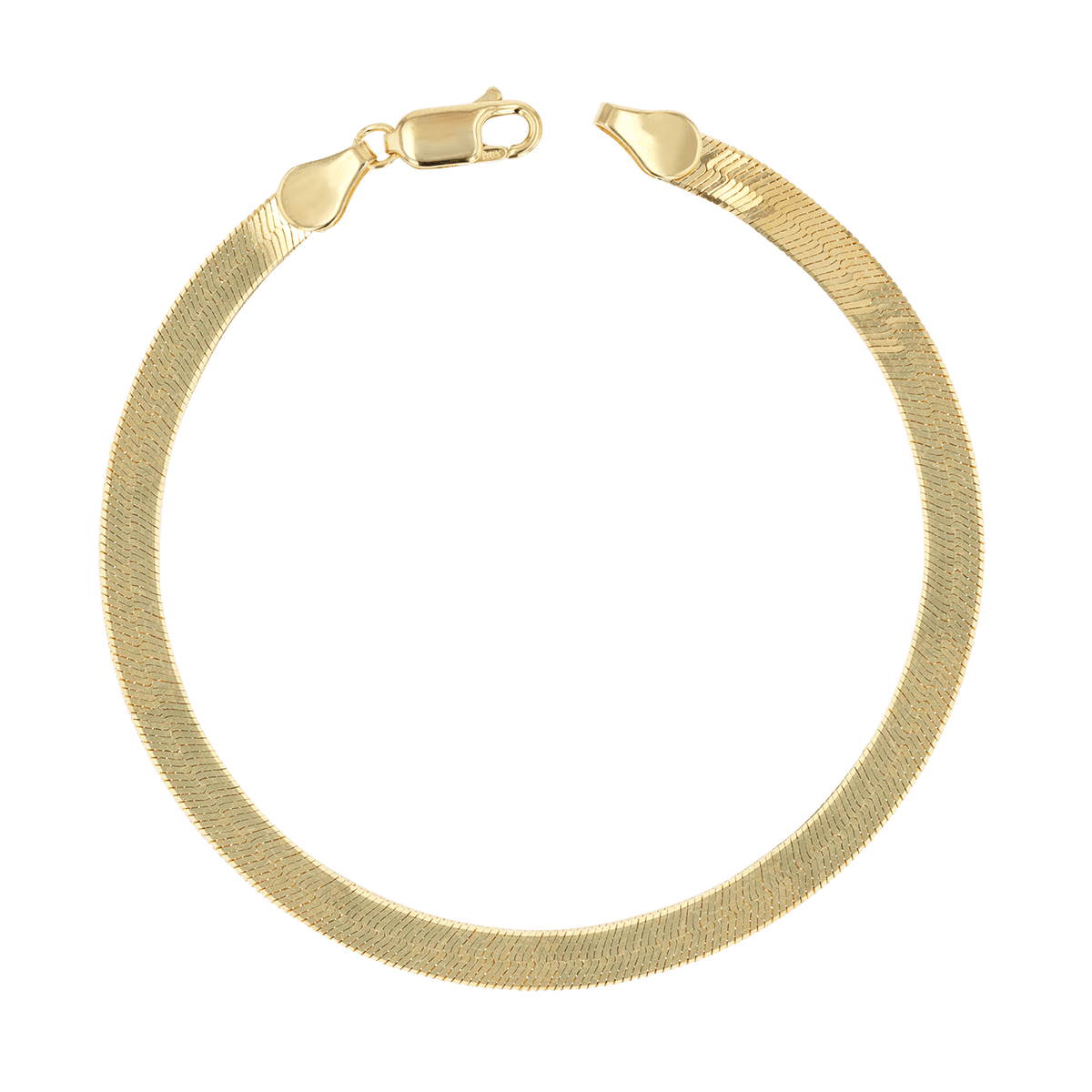 Vintage Solid 14k Yellow Gold 5mm Herringbone Chain Bracelet 