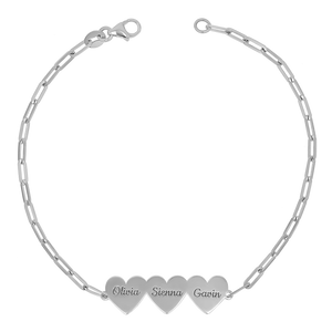Engravable Multi Heart Paper Clip Bracelet