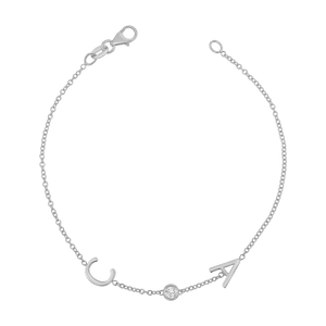 Diamond Bezel Multi Initial Bracelet