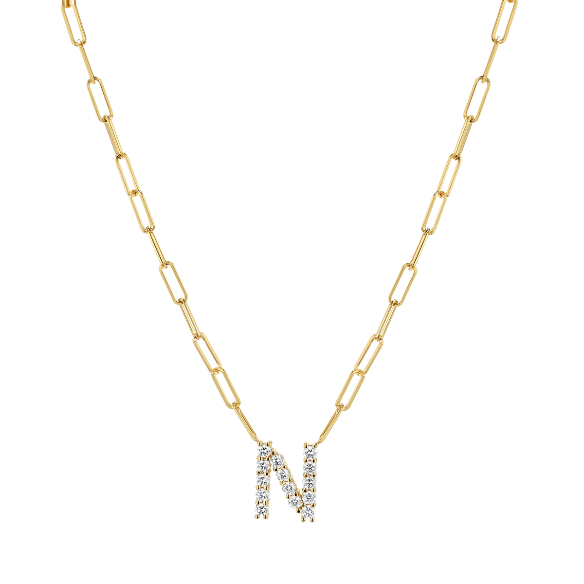 Paper Clip Link Custom Charm Necklace 14K Yellow Gold / 20 Inches by Baby Gold - Shop Custom Gold Jewelry
