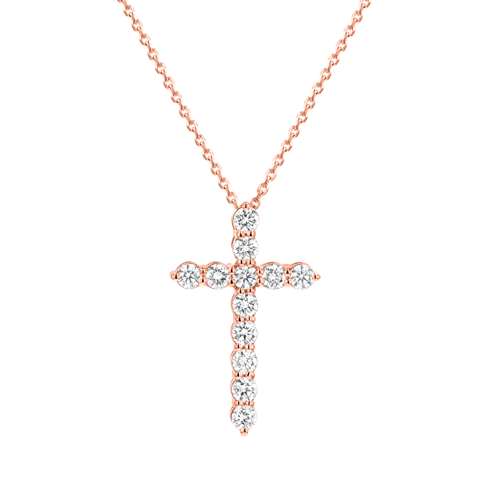 14K Diamond Cross Necklace Baby Gold