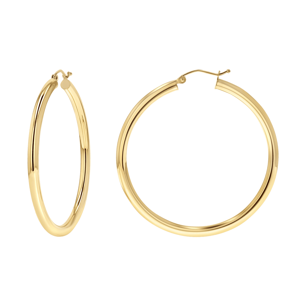 3mm Gold Tube Hoop Earrings