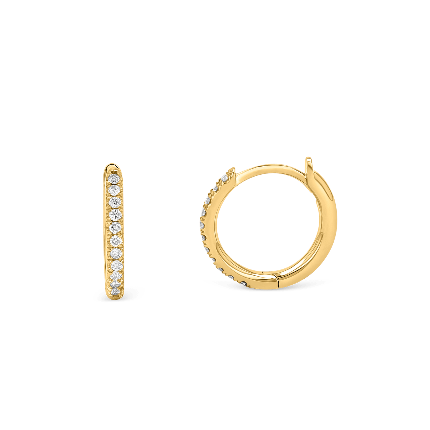 14K Gold Diamond Huggie Hoop Earrings – Baby Gold