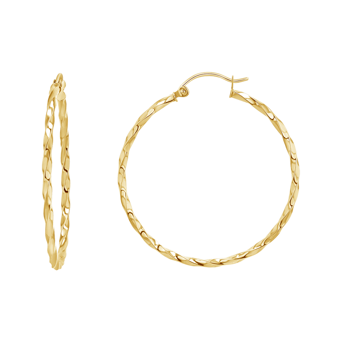 14K Gold Twist Hoop Earrings Baby Gold