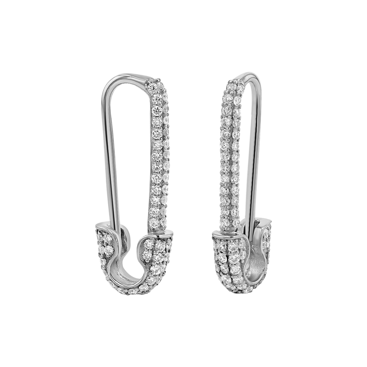 14K Gold Diamond Safety Pin Earrings Baby Gold