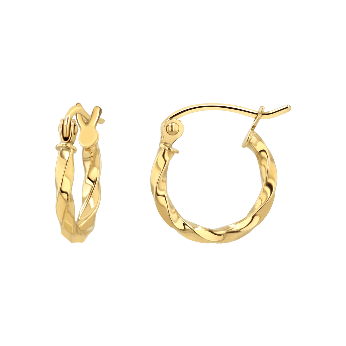 14K Gold Twist Hoop Earrings Baby Gold
