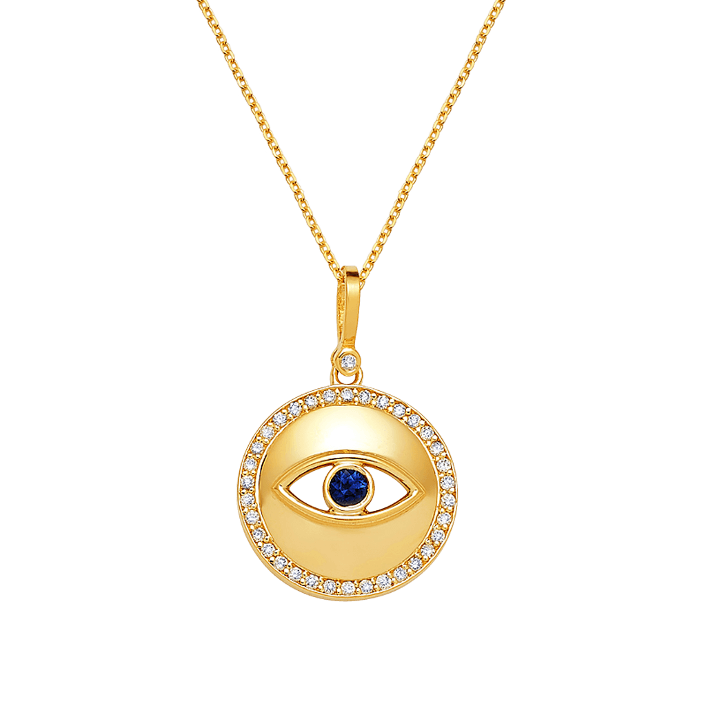 Round Diamond Evil Eye Necklace