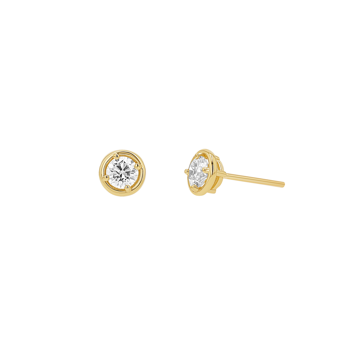 14K Gold Round Diamond Stud Earrings Baby Gold