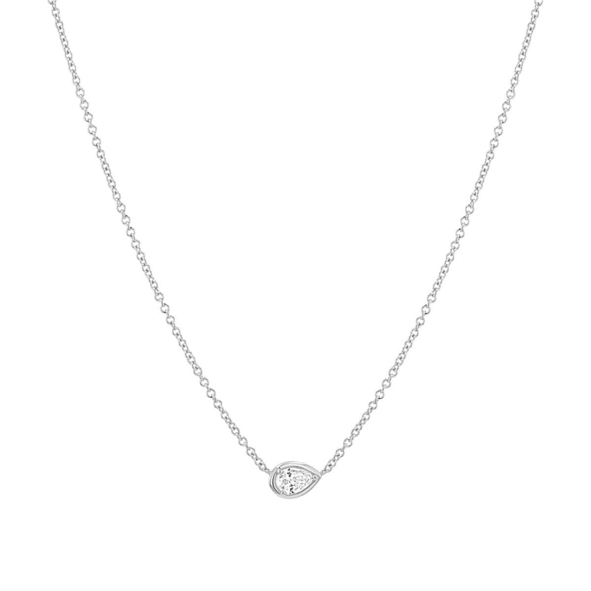 14K White Gold Pear Cut Amethyst Pendant - 9x7 Mm Solitaire Stone With Silver Chain | Ladies Necklace Gift - View #5
