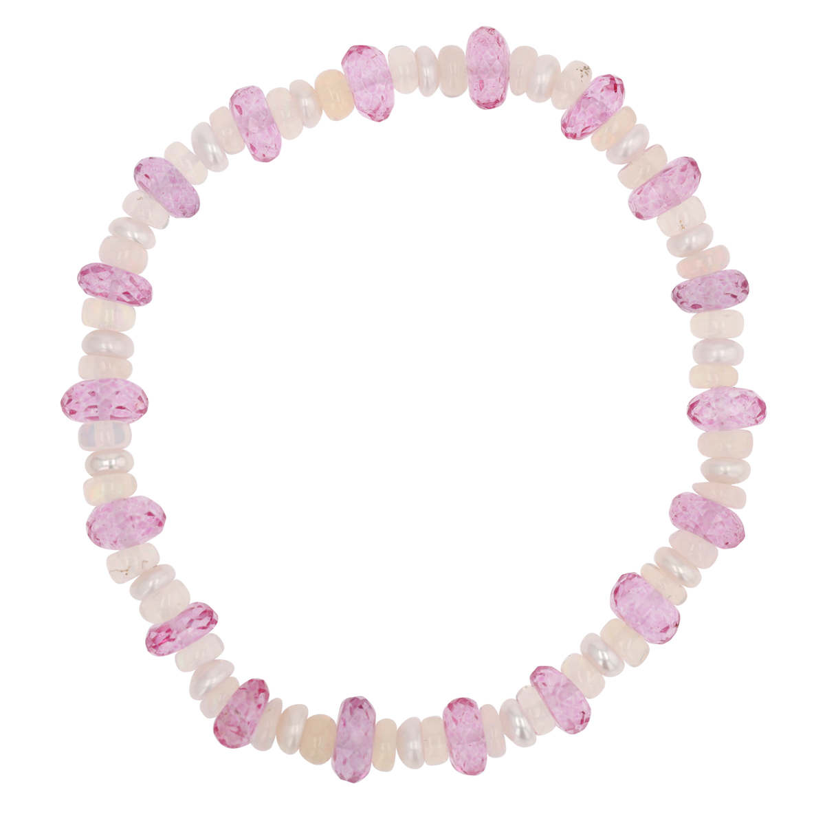 Pink Sapphire Stretch Beaded Bracelet by Baby Gold - Shop Custom Gold Jewelry