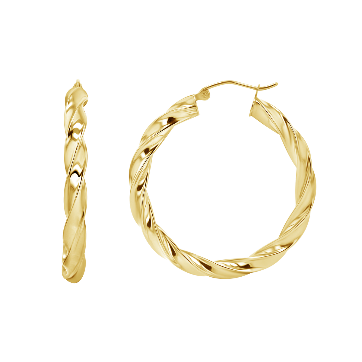 18K Large Twisted Gold Earrings main image 0