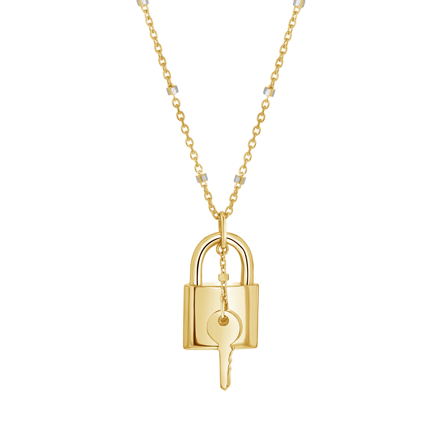14K Gold Love Padlock and Key Sparkle Chain Necklace – Baby Gold