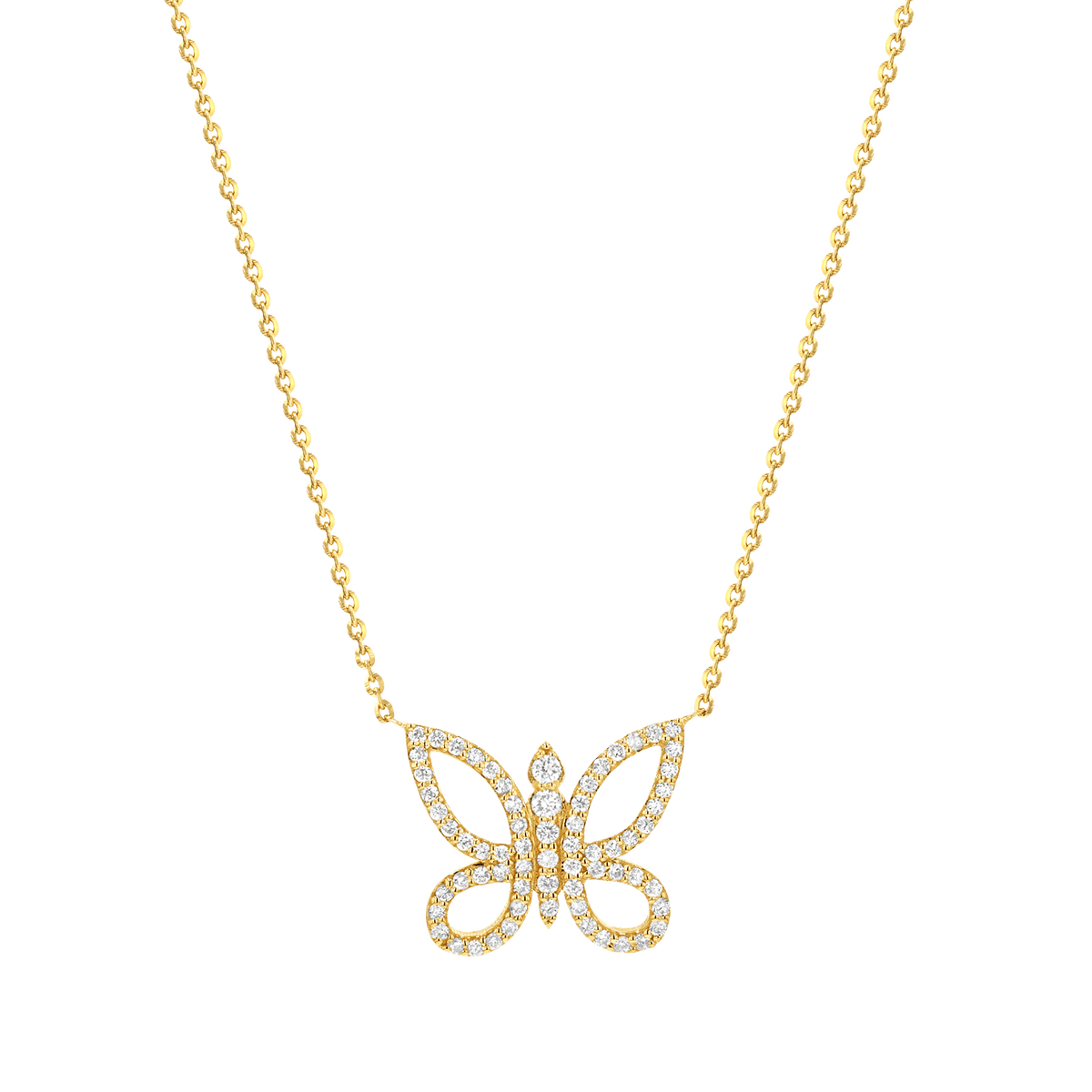 Gold butterfly necklace with 2025 diamonds