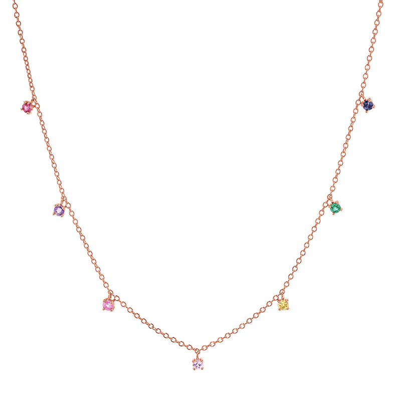 Kids Rainbow Gemstone Drop Necklace