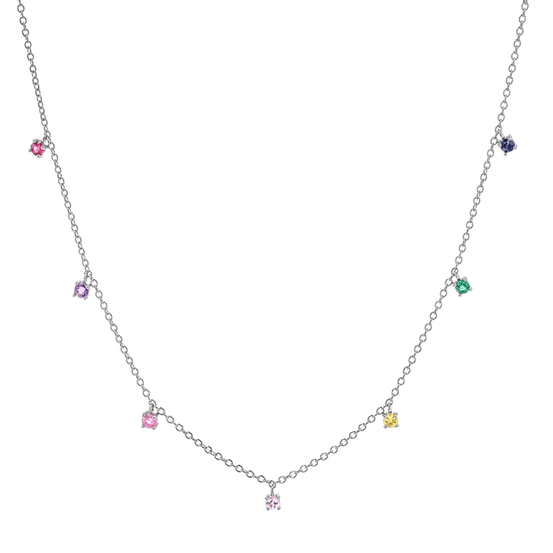 Kids Rainbow Gemstone Drop Necklace
