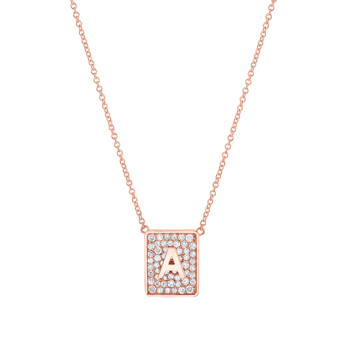 Initial square 2025 pendant necklace