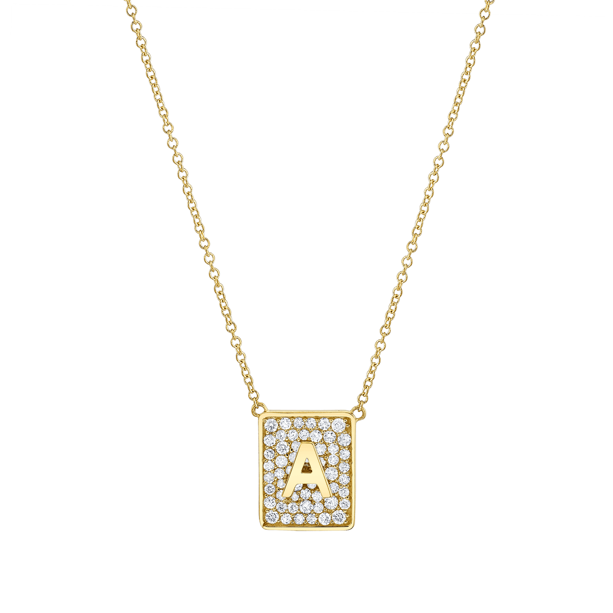 Yellow gold sales diamond initial necklace