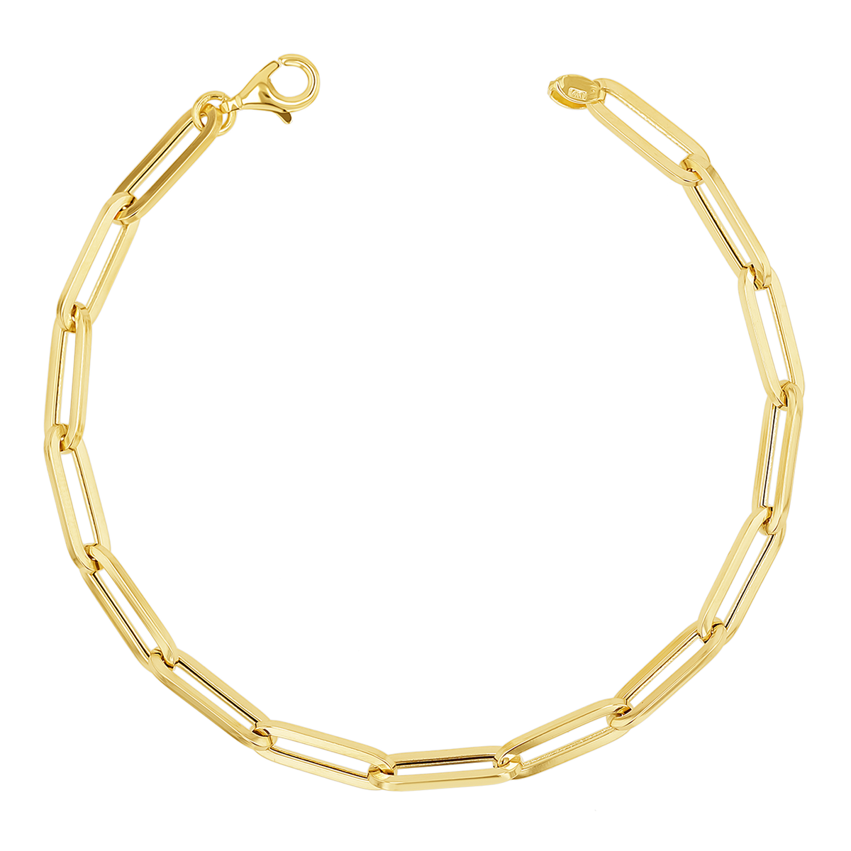 14K Gold Large Paper Clip Chain Bracelet 14K White Gold / 7 +$30