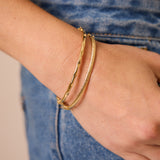 Ripple Cut Gold Bangle