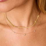 14K Gold Thin Herringbone Necklace 3mm