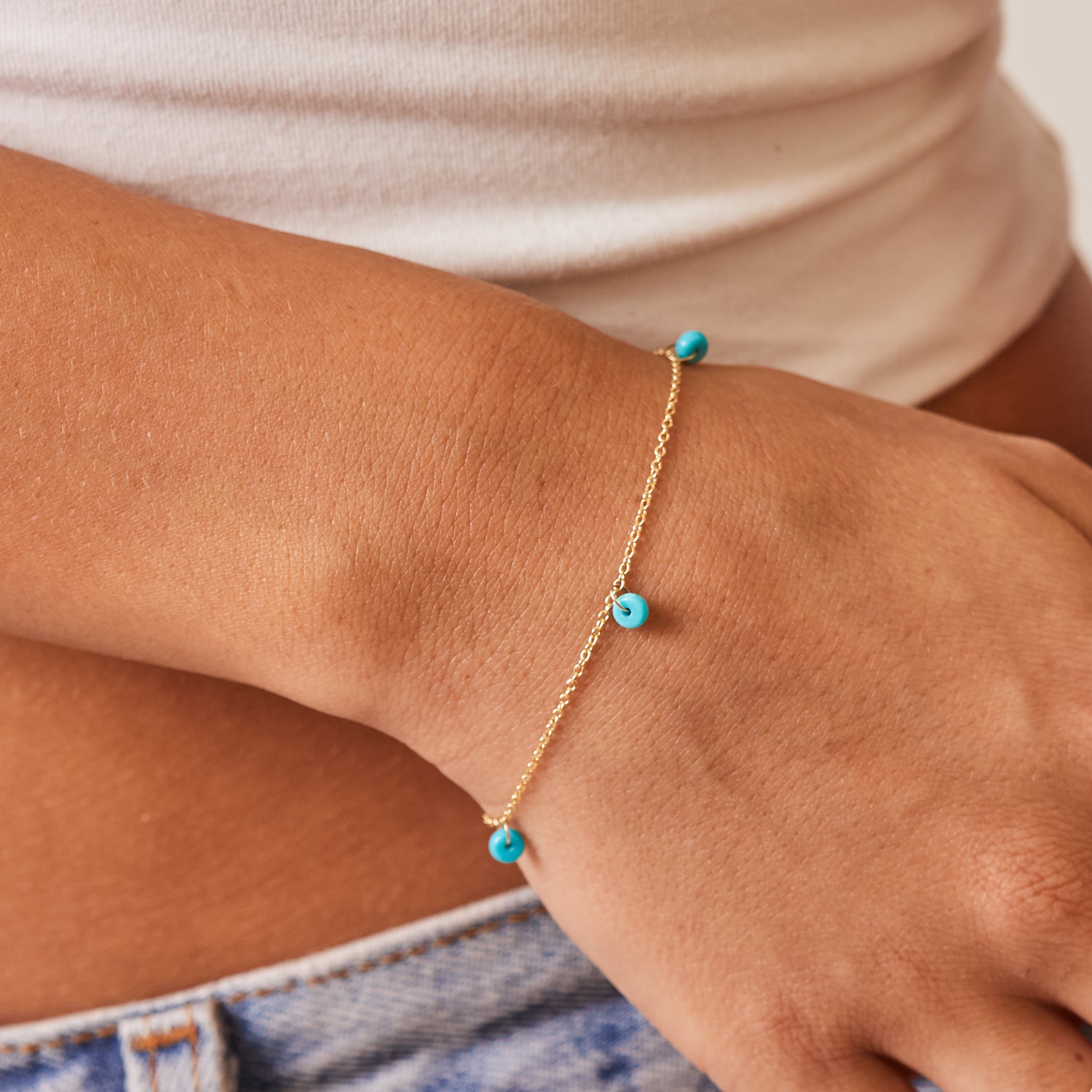 Turquoise Bead Charm Bracelet