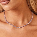 Tanzanite & Pink Pearl Station Necklace
