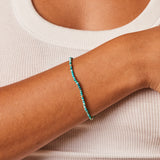 Turquoise & Faceted Gold Stretch Bead Bracelet