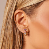 Oval Sapphire Multi Colored Half Hoop Earrings