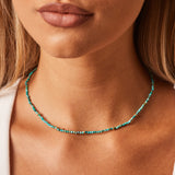 Turquoise & Faceted Gold Bead Necklace