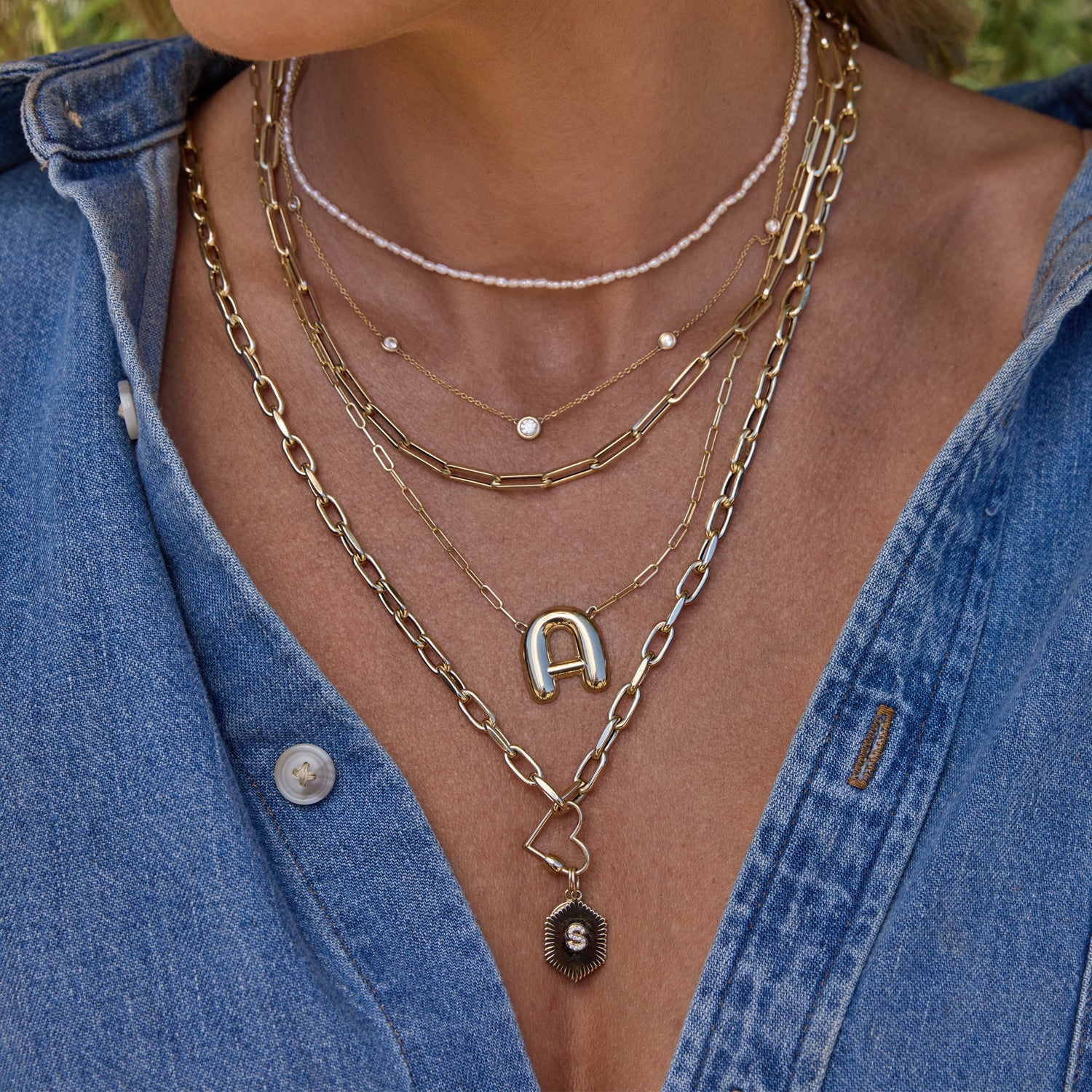 Oversized Puff Letter Necklace