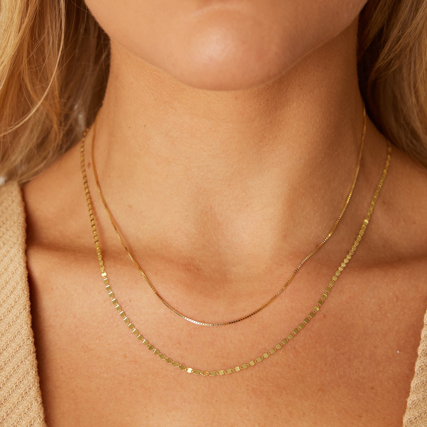 14K Gold Box Chain Necklace – Baby Gold