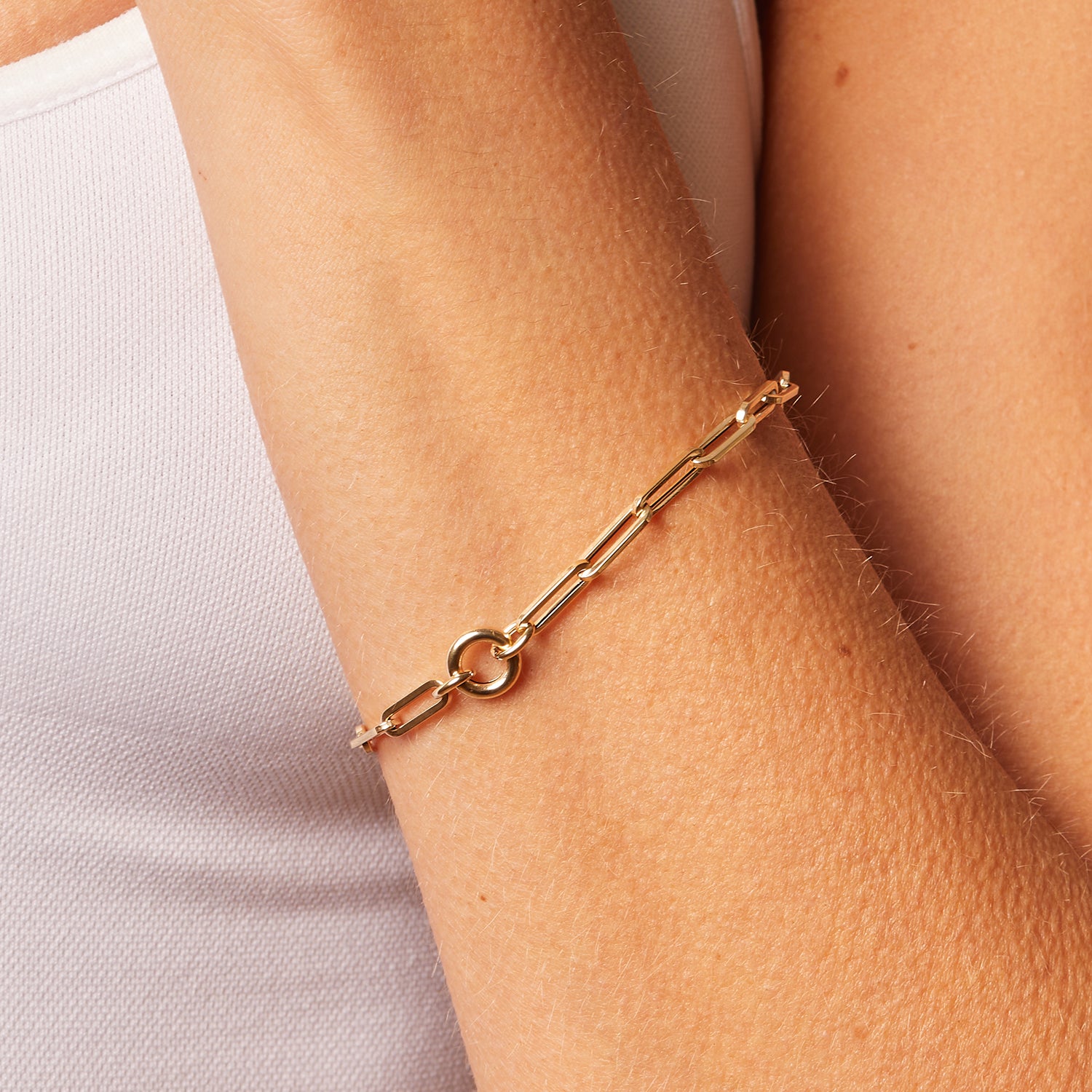 Charm Loop 14K Gold Paperclip Loop Charm Bracelet – Baby Gold