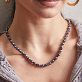 Black Pearl and Opal Strand Necklace