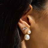 Drop Pearl Stud Earrings