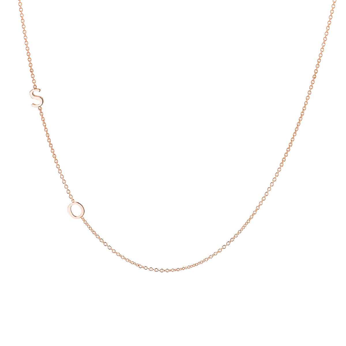 14K Gold Asymmetrical Multi Initial Necklace