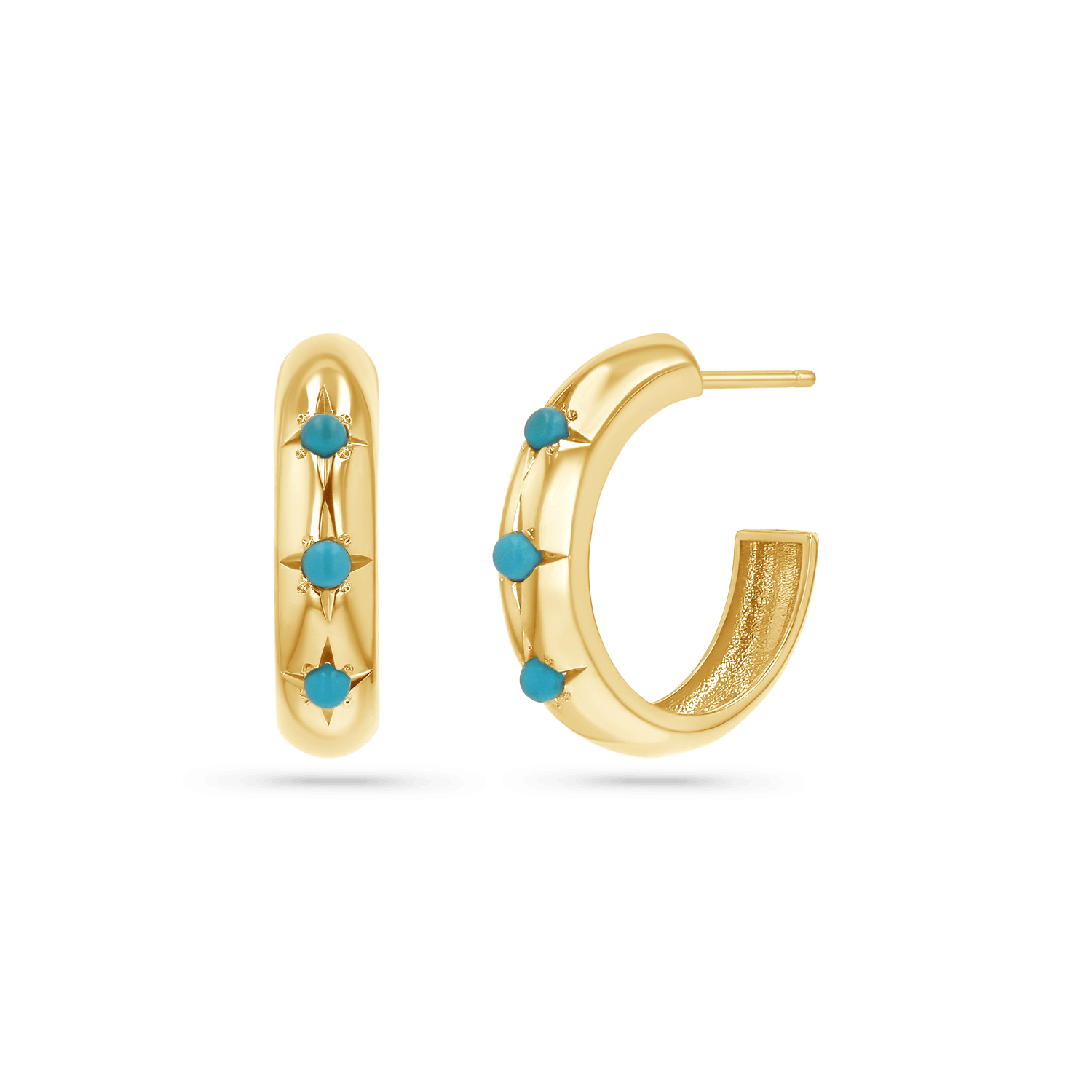 Baby Gold Turquoise Trio Starset Hoops